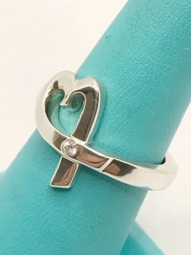 Tiffany & Co. Paloma Picasso SS 925 & 2 Pt Diamond Loving Heart